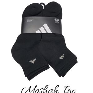 Adidas Men's Originals Quarter Ankle Soft Dry Black Socks, 6 Pairs, Shoe SZ 8-12